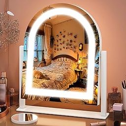 FENNIO Vanity Mirror with Lights 15"x13" Makeup Mirror with Lights, Lighted Makeup Mirror Touch Screen with 3-Color Lighting, 10X Magnification, Dimmable, for Vanity Desk Tabletop(White)-12