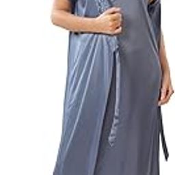 Women's Satin Solid Full Length Half Sleeve Nighty with Robe, Maxi Nightdress, Nightwear, 2pcs Nighty for Women, Nightgown, Long Maxi Dress-image-96