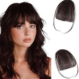 ZALYA Clip-in Bangs for Women – Hair Extensions Featuring Wispy Bangs, Temple Pieces, and Different Bang Shapes: Front, Flat, Curved, and Airy (Brown)-image-1