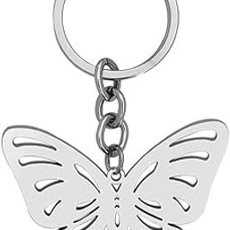 Butterfly Keyring Spring Summer Butterfly Gifts Handbag Jewellery Silver Stainless Steel Keychain For Men And Women-15