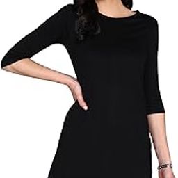 Women's Cotton Plain Round Neck 3/4 Sleeve Long Top-picture-11