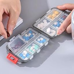 Blossom creationPill Organizer1pcs Double Layer Pill Organizer Pill Case with 10 Compartments Portable Mini Travel Pills Box Medicine Carry Box Seal Storage Container Holder for Outdoor Camping Home Travel (Grey)-image-45