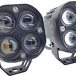 AUTOPOWERZ HJG 80W Yellow-White Super Bright LED fog light for Bike/Car and SUV, 4 LED DRIVING LAMP with low/high beam (Pack of 2Pcs With Clamp)-13