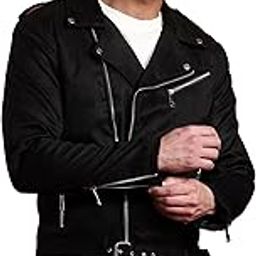 Black Suede Leather Biker Jacket For Men's-picture-56