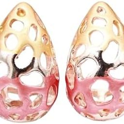 Teardrop Hollow Cutout Stud Earrings for Women Girls, Multicolor Lightweight Casual, Party Fashion Jewelry, Stylish Trendy Gold Plated Fashion Accessory Pack of 1-image-99