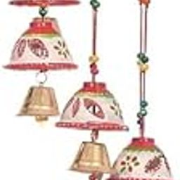 RITU ARTS Rajasthani Design Handcrafted Hanging Windchimes|Latkan with 8 Bells for Home D�cor & Positive Energy (White)-image-40