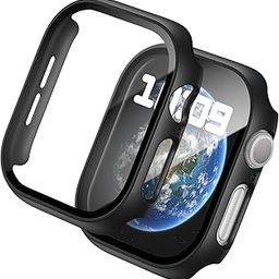 WISKII 2 Pack Case Compatible with Apple Watch Series 9/8/7 45mm with Screen Protector, Hard PC Ultra-Thin Full Shockproof Cover for iWatch 45mm Accessories Black-15