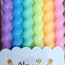 LUDALY 6 Pieces Birthday Spiral Pastel Color Candles, Spiral Pastel Cake Candles Cupcake Candles, Small Pastel Cake Candles in Holders for Birthday Wedding Party Cake Decorations (Multi Colour)-image-1
