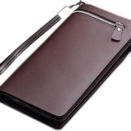 Big Size Leather Clutch Crown Women Wallet | Unisex Wallet with Credit Card & Mobile Holder with Wristlet Rope (Brown)-image-23