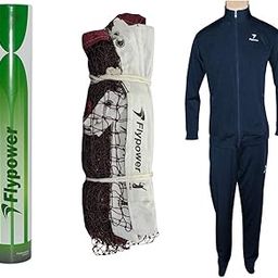 Badminton Feather Shuttle Cock Green with NET 850 MEHROON and Tracksuit Fly Run Blue Size M-image-69