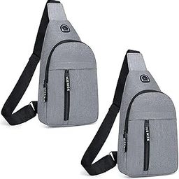 2 Pack Grey Shoulder Sling Bag Passport | Messenger Chest Crossbody Bag for Men and Women Office College Travel Use - Lightweight Waterproof Adjustable Strap Latest Stylish Multi Purpose-image-84