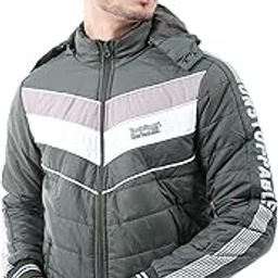 Men's Polyester Standard Length Slim Fit Solid Puffer Jackets-picture-49