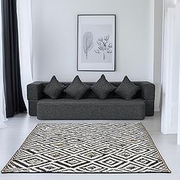 Seventh Heaven Sofa Cum Bed - Jute Fabric Washable Cover and Designer Cushions Sofa Bed (Grey, 4 Seater - 78x44x10 Inches (4Sit, 2 Sleep))-image-2
