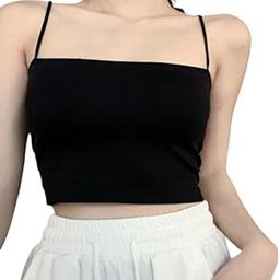 Women's Spaghetti Strap Cami Tops Sexy Sleeveless Built-in Padded Bra Solid Color Camisole One Size-image-42