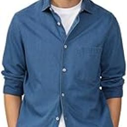 Semi Casual Men Cotton Twill Indigo Regular Fit Shirt-image-8