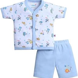 Baby Boys Cotton Half Sleeves Jabla & Short Set-image-3
