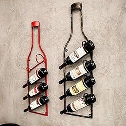 Indian iron art Bottle Wine Rack Fully Assembled - Light Wood Mango Steam 4 Bottle Wine Rack with Glass Table Top (Color : Multiple) (Wine Rack -)-image-36