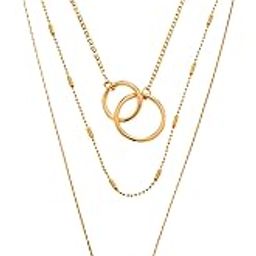 Multi Layered Choker Necklace for Women | Fashion Gold Plated Multilayered Chain Necklace | Glam Chains | Western Necklace for Girls Birthday Anniversary Gift for Women Wife-image-68