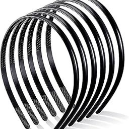 6 Pieces Plastic Plain Headbands Teeth Comb Headbands Halloween Skinny DIY Hair Bands Headbands for Women Girls (Black,8 mm)-image-93
