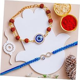 Traditional Rudraksha Beads Rakhi Set with Antique Gold Design, Brown and Gold | Rakhiya For Brother | Rakhiya For Bro-image-9