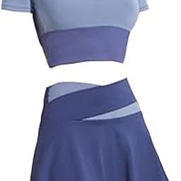 SAZ DEKOR Workout Skirts Short Sleeve Suit Sportswear Tennis Skirts for Sports Fitness-image-11