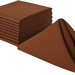 100% Cotton Dinner Napkins 15x15 Inch, 300 Thread Count Long Staple Cotton Sateen Weave Premium, Durable & Soft Table Napkins - Chocolate-image-9