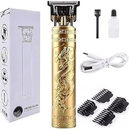 Dragon Style Cordless Trimmer for Men | Rechargeable Hair Clipper with T-Blade | Zero-Gap Beard, Moustache & Facial Hair Shaver | Professional Grooming Kit (Gold, Plastic Body)-image-37