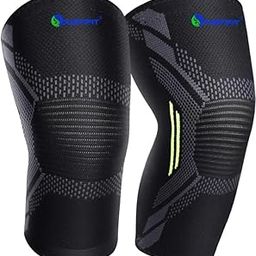 JUSTIFIT Knee Support, for Men, for Gym, Knee Sleeves, Knee Braces Pair for Sports & Workout, Knee Cap, Compression Knee Supporter for Exercise, Running, Cycling (Black, Green)-86