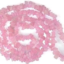 Rose Quartz Mala Necklace Natural Crystal Stone Chip Bead Mala for Reiki Healing and Crystal Healing Stone for Unisex Adult (Pink)-image-86