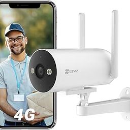 EZVIZ by Wireless Hikvision|4G Sim Based Smart Home Camera|2K Resolution|Ai Based Human/Vehicle Detection|Color Night Vision|Active Defense|Two Way Talk|Weatherproof|Supports Microsd(Upto 512Gb)|H5-20