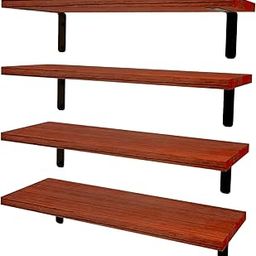 Dime Store Engineered Wood Floating Wall Shelves for Storage Organizer, Shelf for Bedroom Bathroom Storage Shelves, Kitchen Spice Rack Book Shelves for Living Room (Brown, Set of 4)-14