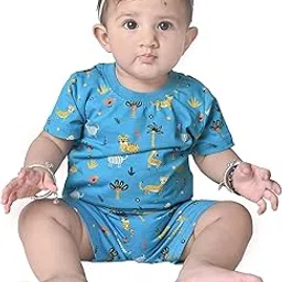 kidzo T-Shirt and Short Set for Baby Girls | Half-Sleeves | Relaxed-Fit | Navy Blue-1 | 9-12 Months | KIDS14092-picture-3