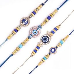 Rakhi Combo Set for Brother and Bhabhi Premium Nazar kavach 4 in 1, new evil eye combo of 4, Rakhi for Bhaiya Bhabhi Raksha Bandhan premium Set of 4-image-44