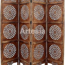 Artesia Handcrafted 4 Panel Wooden Room Partition, Wooden Screen-image-90