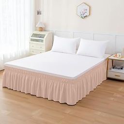 Milky Way DÉCOR - Wrap Around Bed Skirts for King Bed (Bed Size: 72"x78") 20" Long Drop, Peach Adjustable Elastic Dust Ruffles Easy Fit Wrinkle Resistant Silky Luxurious Fabric Machine Washable-image-6