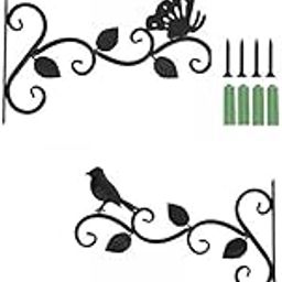 UJEAVETTE 4 Pcs Wall Hanging Basket Bracket Iron Hooks Fence Deck Porches-image-44