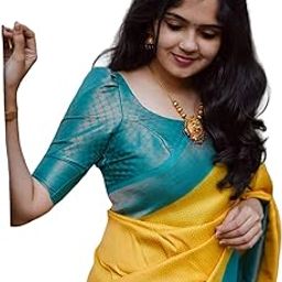 Women's Jacquard kanjeevaram Soft silk LightWeight Casual Wear saree with Unstitched Blouse Piece (P-T-2030_Yellow)-picture-15