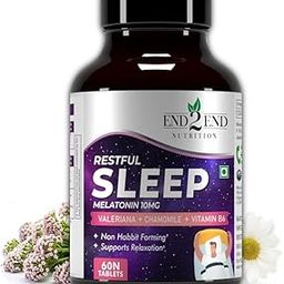 End2End Nutrition Restful Sleep with Melatonin 10mg and Tagar 250mg | Sleeping aid pills for Deep and Strong Sleep for Men and Women | Non-Habit Forming & Non-Addictive – 60 Tablets-6