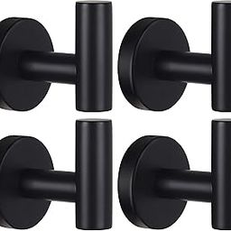 Towel Hooks Bathroom Coat Hook Robe Hook Stainless Steel Heavy Duty Door Hanger Towel Robe Clothes Cabinet Closet Sponges Wall Hook For Bathroom Bedroom Kitchen Hotel Pool 4 Packs Matte Black-27