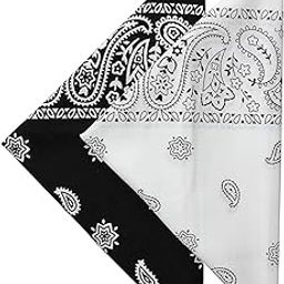 Unisex Cotton Paisley Assorted Bandanas Set (Black, White) - Pack of 2-picture-8