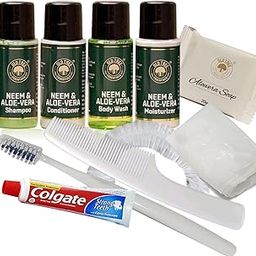 Old Tree Hotel Toiletries Pouches (Pack of 50) - Travel Size Hair, Tooth, Body Care Set for Hotel Amenity, Hospital, Gym, Spa, Marriage Hall & Guest House - Hotel Amenities Kit-55