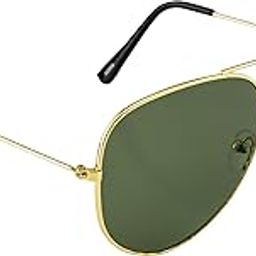 Aviator Sunglasses Brown Glass Lens, Golden Metal Frame, UV Protection, Men & Women-image-86