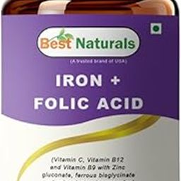 Best Naturals Iron + Folic Acid – 60 Capsules, 2-Month Supply – Supports Healthy Red Blood Cells, Energy Levels & Immune Function – Essential for Women’s Health – Non-GMO, Gluten-Free, Trusted USA Brand.-image-68
