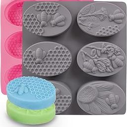 Undy Bee Silicone Mold Soap Moulds for Soap Making 3D Beehive Honeycomb Ice Cube Tray Mini Chocolate Cake Mold for Cookies Mousse Fondant Pudding Candle Muffin Baking Tray Mold 6 Cavity (Pack of 2)-picture-18