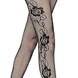 Black Flower Design Women's/Girls's High Waist Pantyhose Tights Fishnet Stockings Mesh Net Style Nylon & Spandix-image-80