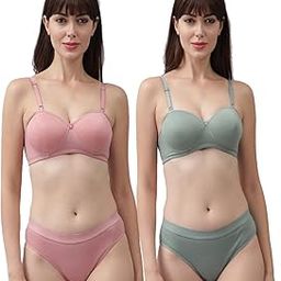 Women's Lingerie Set Full Coverage Light Padded Wirefree Bra and Panty Set.-image-93