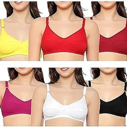 STXXOR F-6 Regular Women' Cotton Export None Wired Bra Combo Pack of 6 for Everyday uses Bra (Multicoloured)-16