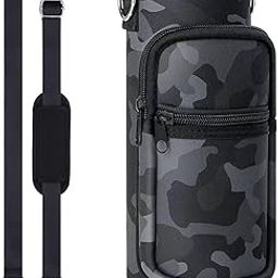 HASTHIP® Water Bottle Carrier Bag for 32 oz Bottles, Crossbody Water Bottle Case Cover with Adjustable Shoulder Strap Pockets for Men/Women Boys Girls Walking Hiking Camping School-20