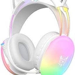 ONITOON Cat Ear Gaming Headset with Mic, RGB Rainbow Lighting, Surround Sound, 3.5mm Wired Over-Ear Headphones for PC/PS4/PS5/Switch/Laptop, Lightweight & Adjustable Headband-28