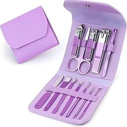 Attractive Store Manicure Pedicure Set, 12-Piece Stainless Steel Nail Care Kit, Nail Cutter, Nail Scissors, Grooming Kit with Luxurious Travel Leather Case, Manicure Pedicure Kit For Women/Men (Purple)-image-57
